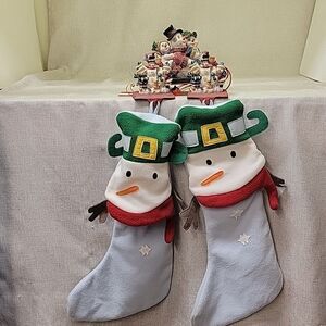 Felt Snowman 18” Christmas Stocking, Christmas Stocking Holder, sledding family